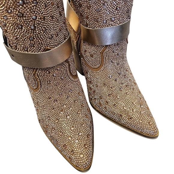 Dingo Crown Jewel Leather Rose Gold Harness Bootie Womens NEW - Picture 3 of 9